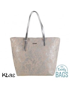 Bossa de platja gran amb estampat Paisley plata - Kbas