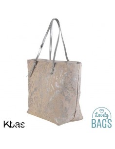 Mala de praia grande com estampado Paisley prateado - Kbas 2