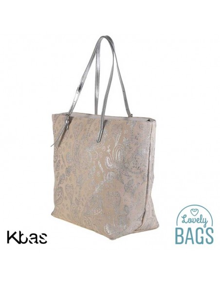 Mala de praia grande com estampado Paisley prateado - Kbas