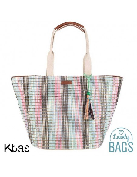Bolsa de playa grande rafia multicolor - Kbas