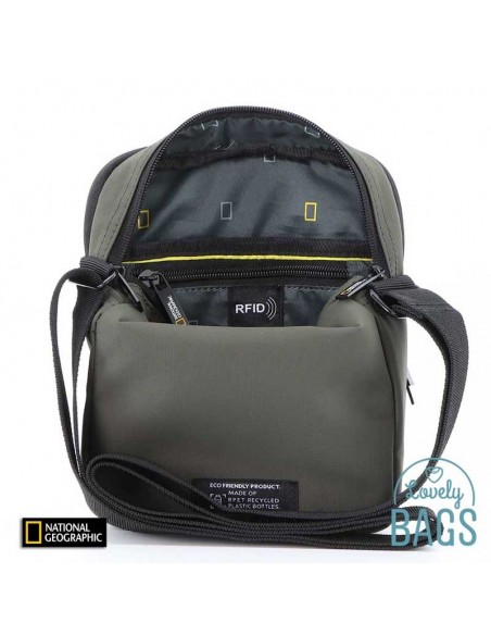 Mala tiracolo verde caqui de duplo compartimento National Geographic - Mutation