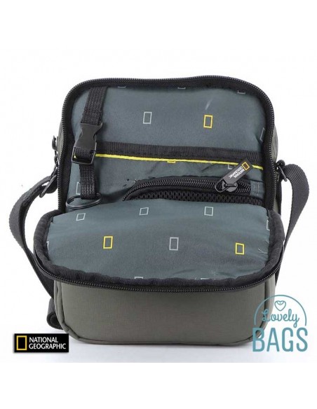 Mala tiracolo verde caqui de duplo compartimento National Geographic - Mutation