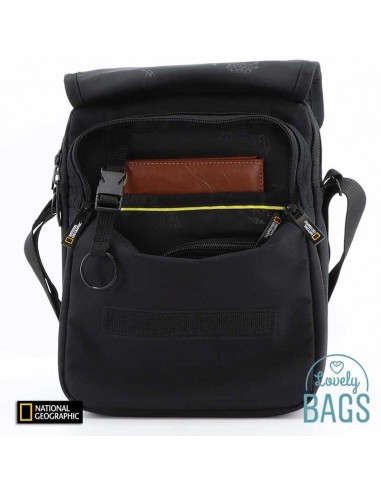 Bolsa a tiracolo ecológica preta com aba National Geographic - Mutation