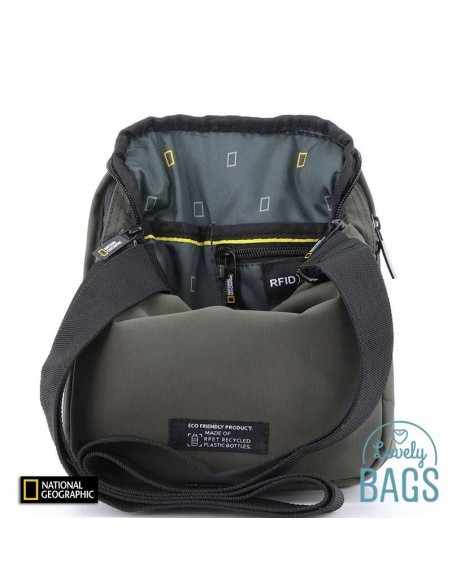 Bandolera caqui ecológica con solapa National Geographic - Mutation