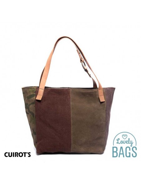Mala Shopper grande castanha Cuirots - couro Patchwork