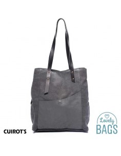 Shopper bag grande cinzenta Cuirots - couro Canvas