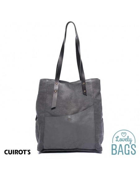 Bolso Shopper gris grande Cuirots - piel Canvas