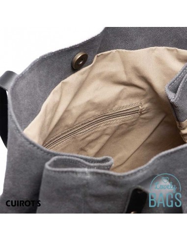 Shopper bag grande cinzenta Cuirots - couro Canvas