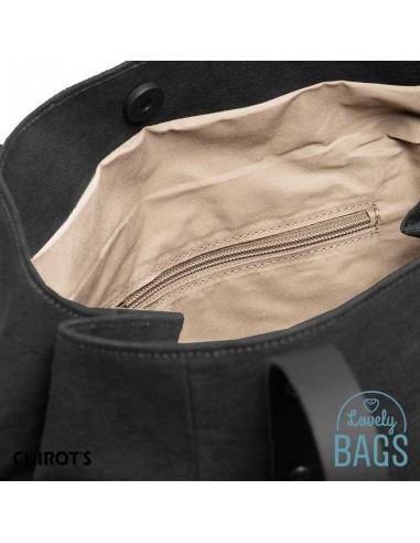 Bolso Shopper negro grande Cuirots - piel y canvas
