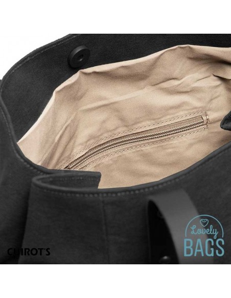 Shopper bag grande preta Cuirots - couro Canvas
