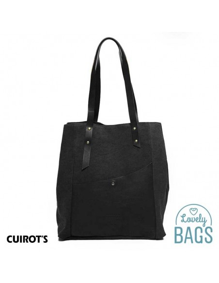 Shopper bag grande preta Cuirots - couro Canvas