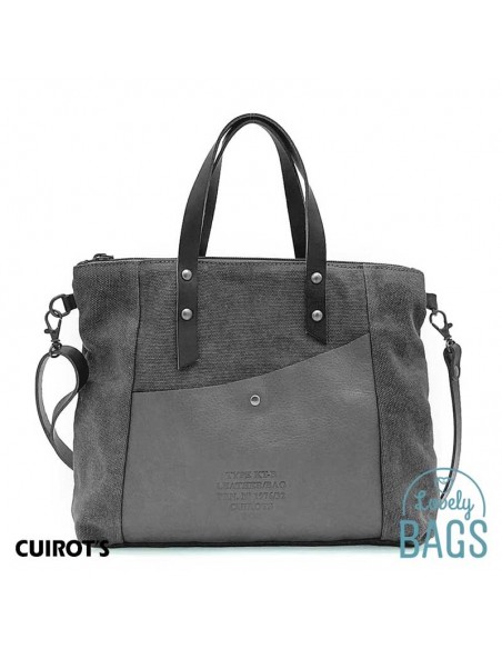 Bolso de mano en piel gris Cuirots - Canvas