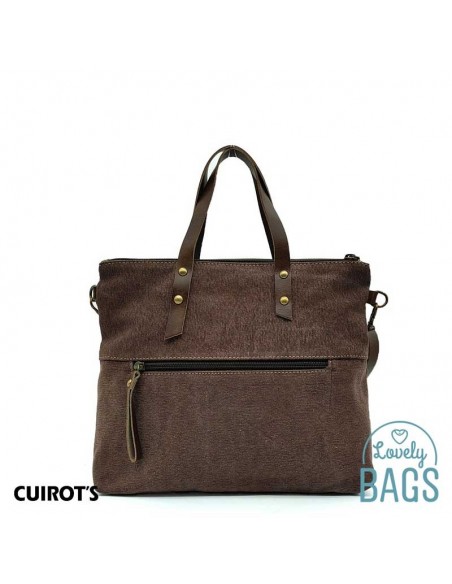 Bossa petita de Mà en Pell marró Cuirots - Canvas