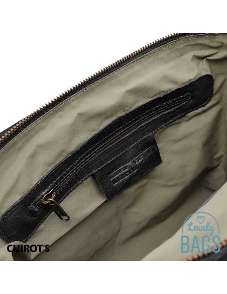 Mala Shopper de cuero, preta com duas pegas Cuirots - Austrália