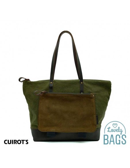 Bossa shopper verd Cuirots - Lona i pell
