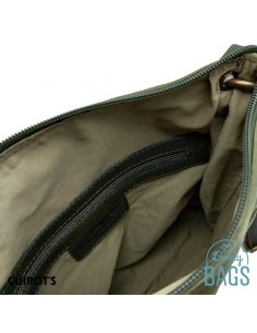 Bolsa tiracolo cáqui Cuirots - Lona e couro 2