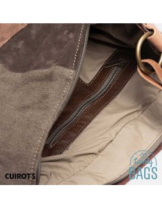 Mala Hobo de couro castanha com pega amovível Cuirots - Patchwork 2