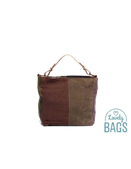 Bolso Hobo marrón con asa extraíble Cuirots - piel Patchwork