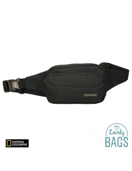 Bolsa de cintura preta com 2 compartimentos - National Geographic - Pro