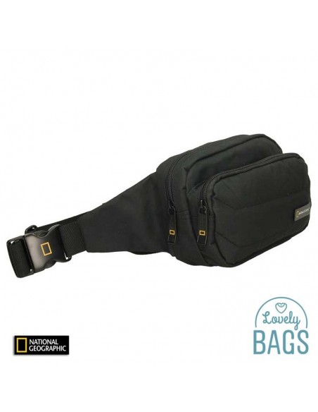 Bolsa de cintura preta com 2 compartimentos - National Geographic - Pro