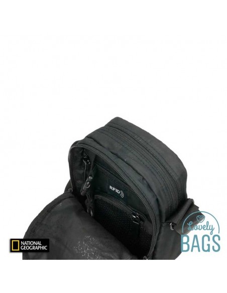 Bandolera negra petita amb RFID National Geographic - Transform