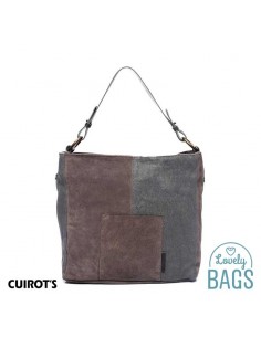 Bossa Hobo amb pell taupe i ansa extraïble Cuirots - Patchwork