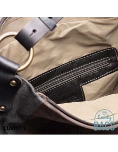 Bolsa de couro taupe Hobo com pega removível Cuirots - Patchwork 2