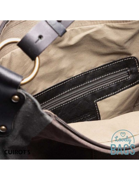 Bolso Hobo en piel, taupe con asa extraíble Cuirots - Patchwork