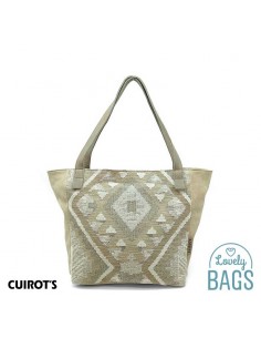 Bossa Shopper gran beix de cuir i lona Cuirots - Étnico