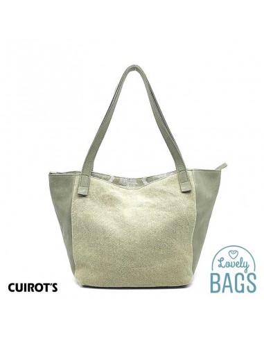 Bossa Shopper gran beix de cuir i lona Cuirots - Étnico