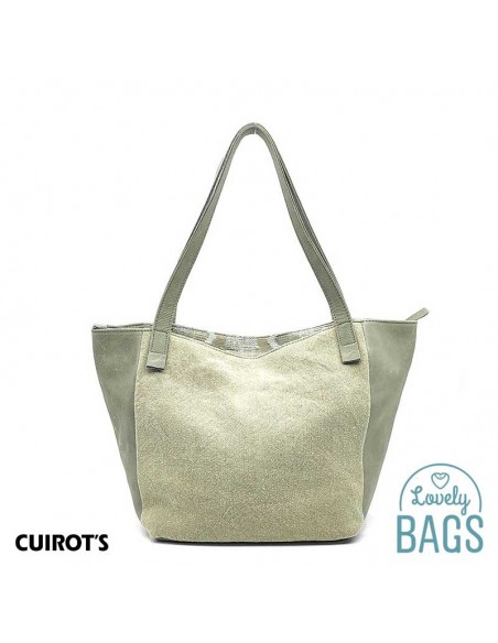 Bossa Shopper gran beix de cuir i lona Cuirots - Étnico