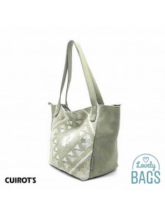 Bossa Shopper gran beix de cuir i lona Cuirots - Étnico 2