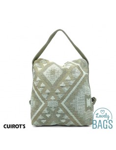 Bossa motxilla antirobatori beix de pell i lona Cuirots - Étnico