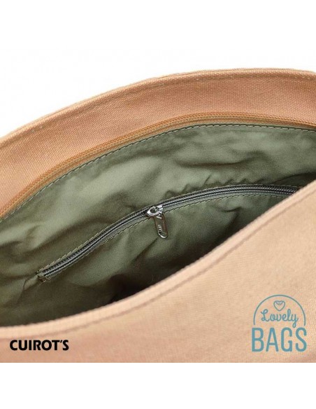 Bossa Hobo en lona rosa pal i pell amb nansa extraïble Cuirots - Canvas