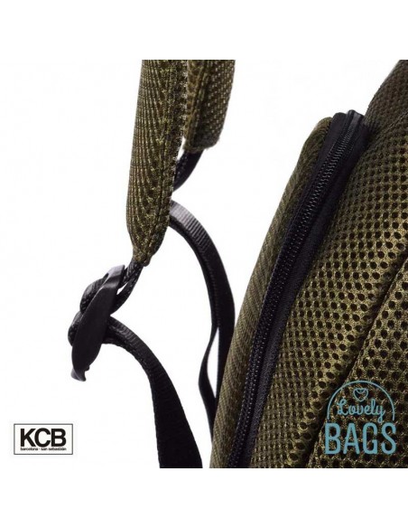 Mochila anti-roubo verde super leve KCB - 3D