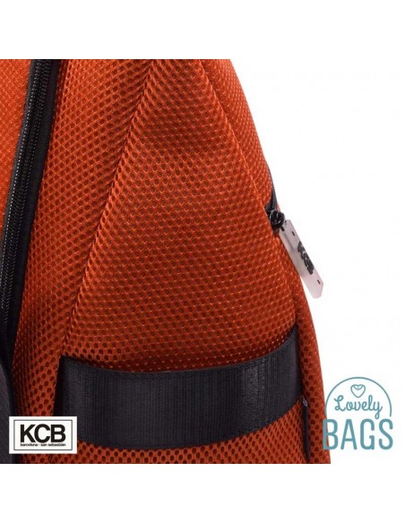 Mochila anti-furto laranja KCB - 3D