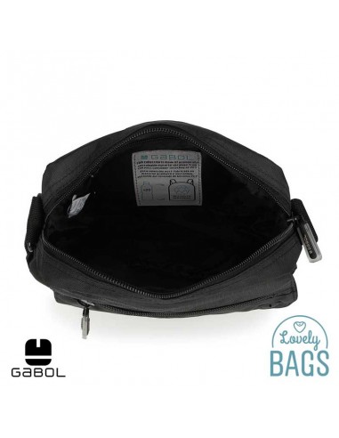 Bolsa tiracolo preta ecológica com aba Gabol - Twist Eco