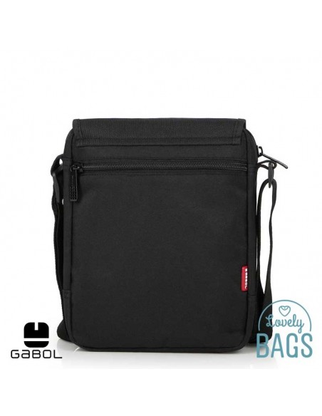 Bandolera impermeable negra con solapa Gabol - Crony Eco