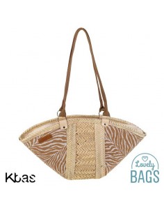 Bossa de palmell natural amb estampat animal print beige - Kbas