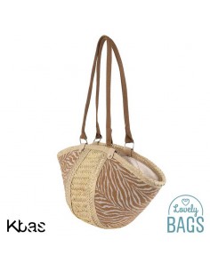 Bossa de palmell natural amb estampat animal print beige - Kbas 2