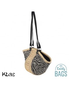 Bolsa de palma natural com impressão animal print preta - Kbas 2