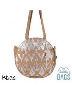 Mala de mão redonda de juta de prata - Kbas