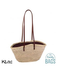 Capazo pequeño de palma con asas de cuero - Kbas