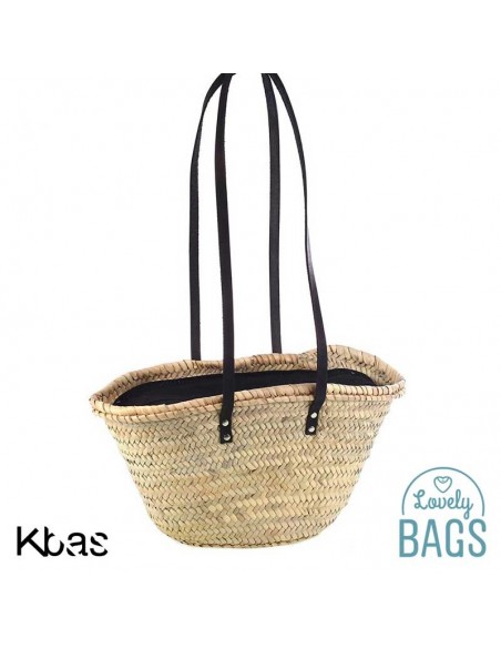 Cabàs petit de palmell amb nanses de pell i cremallera - Kbas