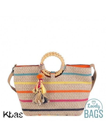 Bolso de mano multicolor yute y algodón - Kbas