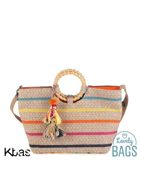 Bossa de mà multicolor jute i cotó - Kbas