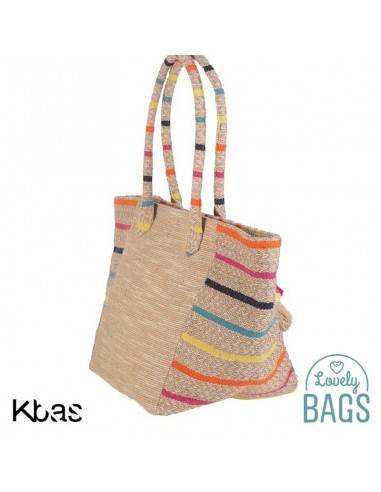 Bossa tote de platja amb jute i cotó multicolor - Kbas